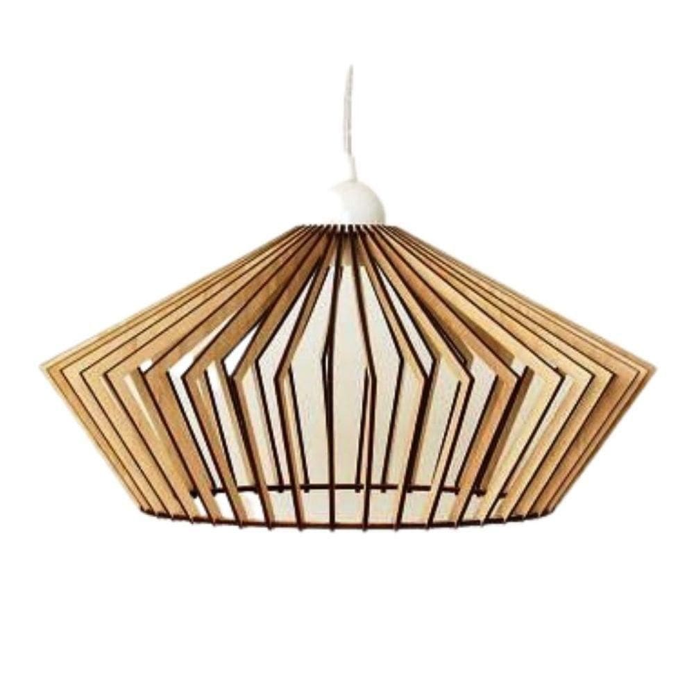 Luminária Teto Tipo Pendente Dejavu Em Mdf - Completa - Cor:mdf Cru