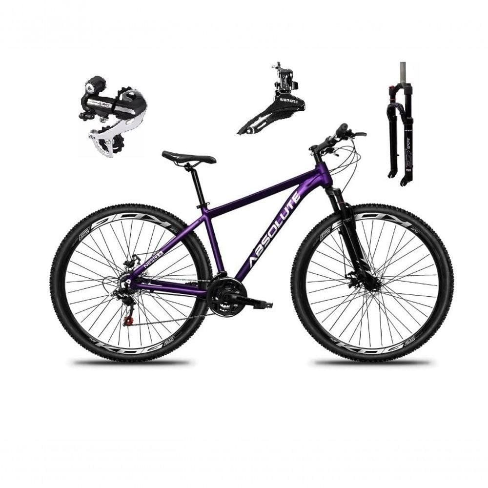 Bicicleta Aro 29 Absolute Nero 5 Câmbio Shimano 24v Acera K7 Garfo Trava Freio A Disco - Roxo