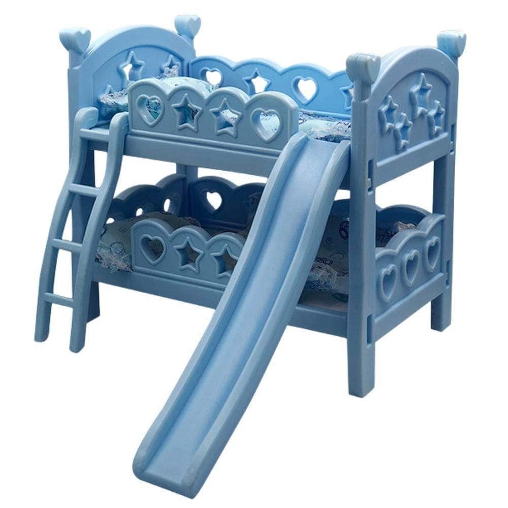 Mini Berço De Brinquedo Infantil Com Escorregador Azul
