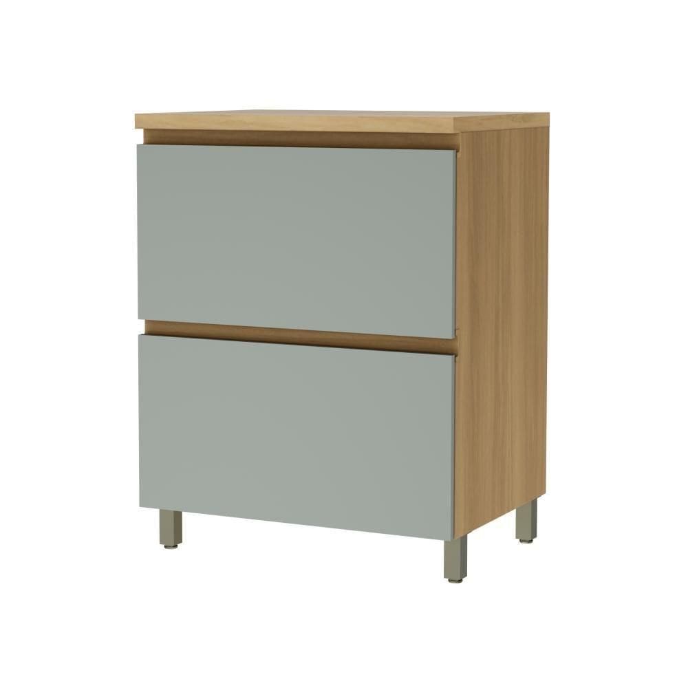 Balcão 1 Porta Basculante 1 Gaveta 70cm 100% Mdf Rainha Nature/verde Nesher
