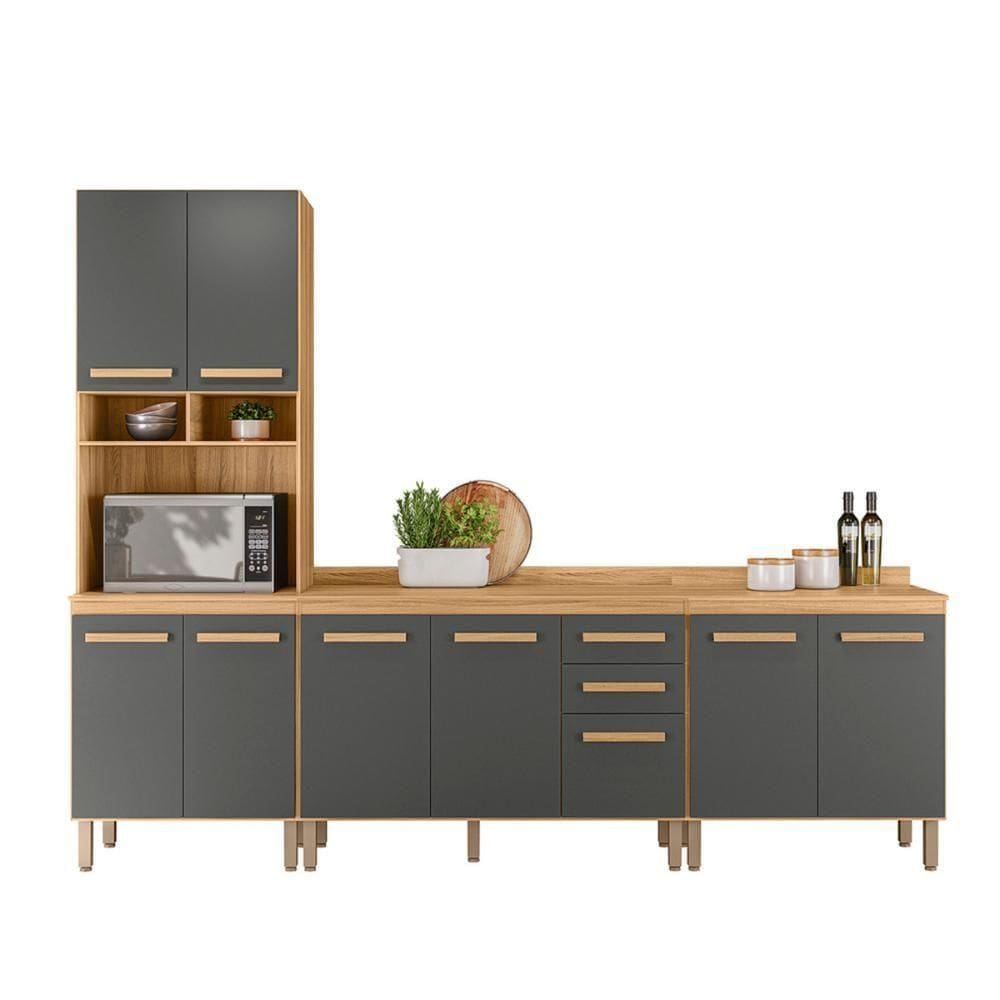 Conjunto De Cozinha Lidiane Modulado Com 9 Portas 2 Gavetas