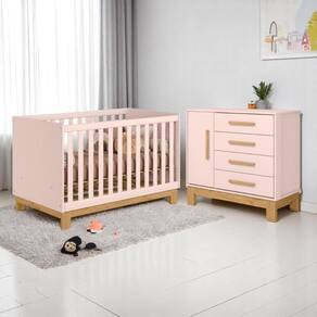 4315 - Berco Mini Cama Slim Rosa Acetinado (,4355- Comoda Sap. 1pt/4gav Slim Rosa Acetinado (