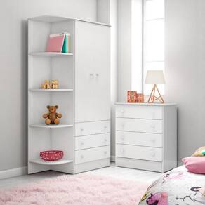 777 - Comoda 4 Gavetas Doce Sonho Branco/branco ( + 825 - G. Roupa Inf. 2pts Doce Sonho Branco/branco (
