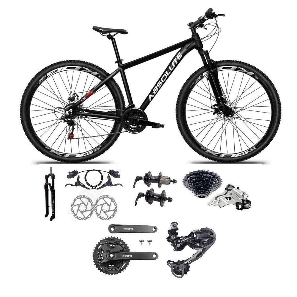 Bicicleta Aro 29 Absolute Nero 5 Câmbios Shimano Deore E Altus 27v Freio Hidraulico Garfo C/trava -preto Tam.23