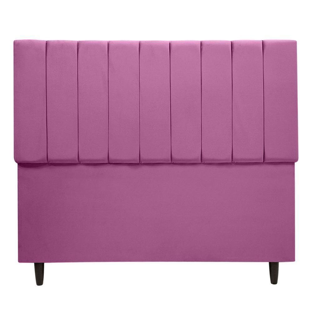 Cabeceira Cama Box Maju 1,40 Casal Veludo Linha Premium Rosa
