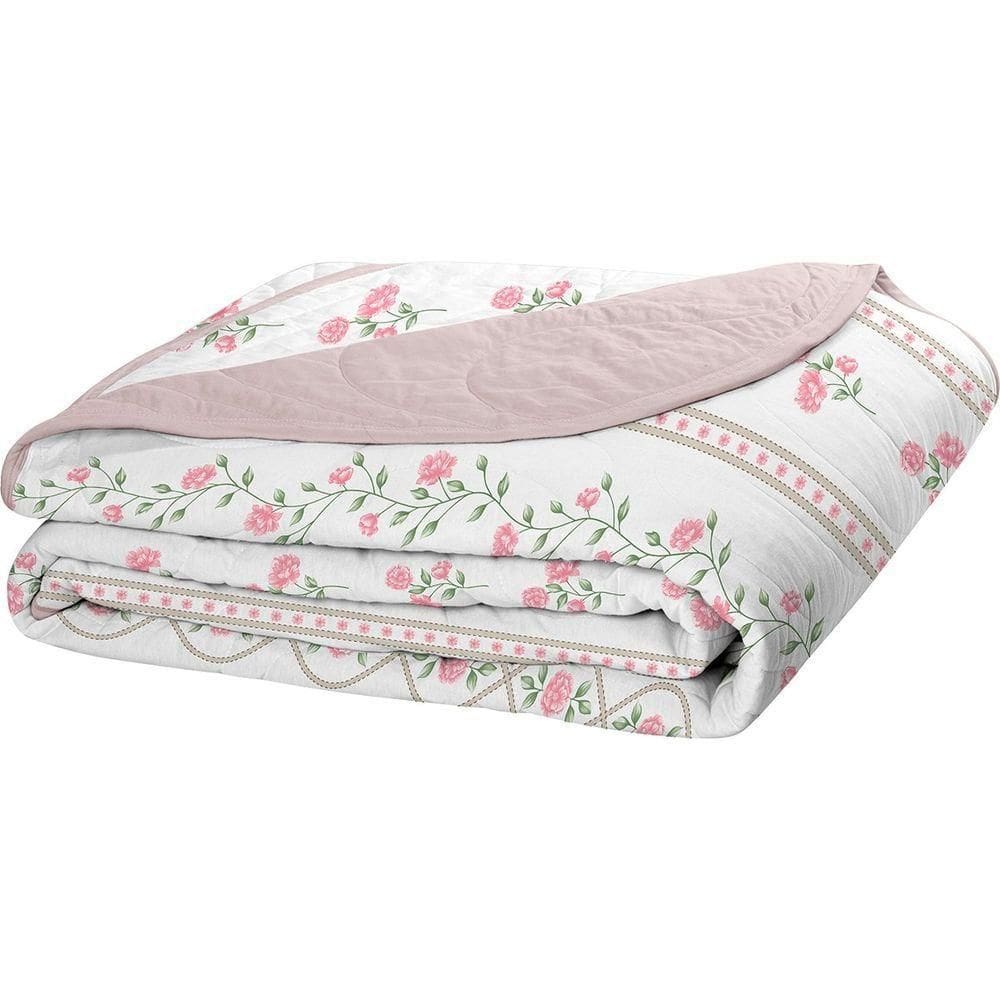 Cobre Leito Tecebem Queen Malha 100% Algodão Estampado Em Matelassê Grazi 240x260m Rosinha