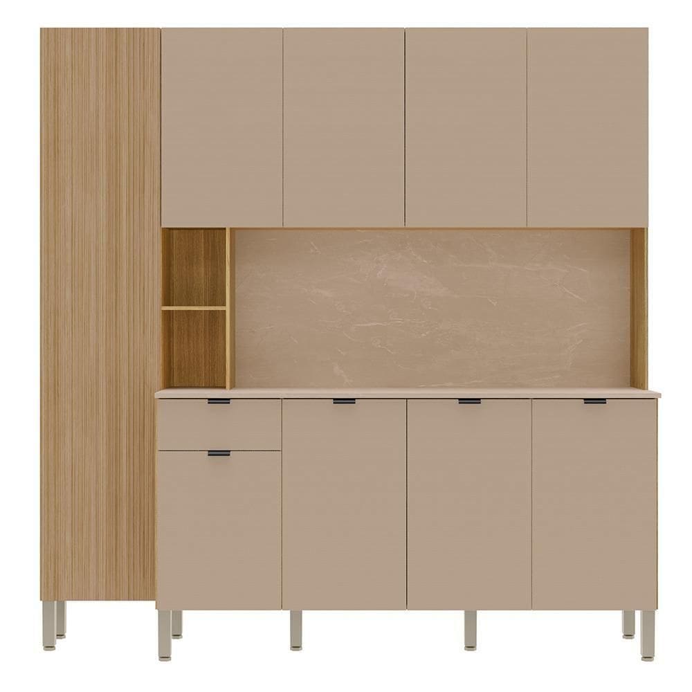 Cozinha Compacta 9 Portas 1 Gaveta 201 Cm Pulse Freijo