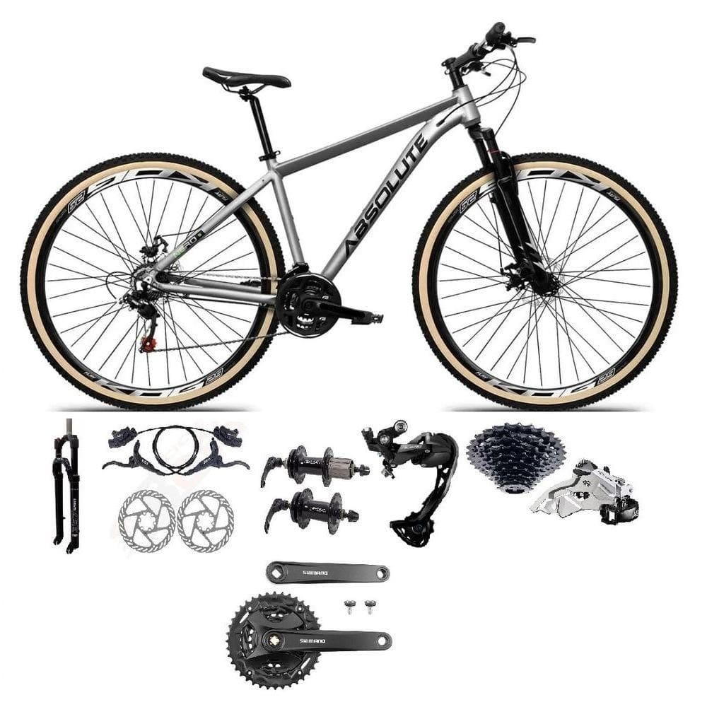 Bicicleta Aro 29 Absolute Nero 5 Câmbios Shimano Alívio/altus 27v Freio A Oléo Garfo Trava Pneu C/faixa -cinza Tam.15