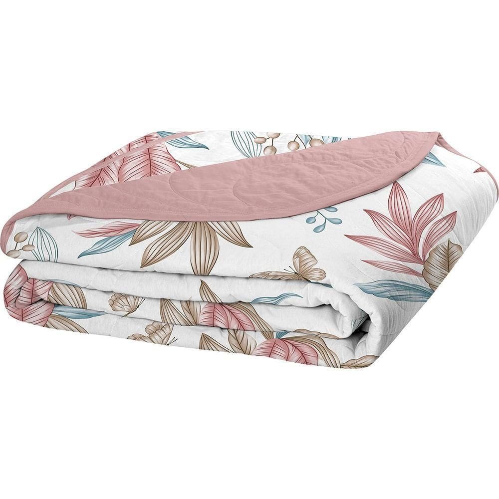 Cobre Leito Tecebem Solteiro Malha 100% Algodão Estampado Em Matelassê Yara 170x240cm Rose