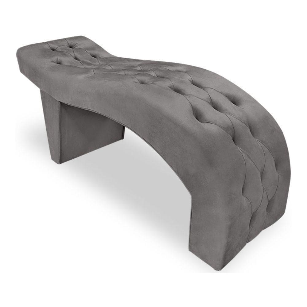 Maca Estofada Capitonê Clínica Salão Estética Suede Eduarda Cinza