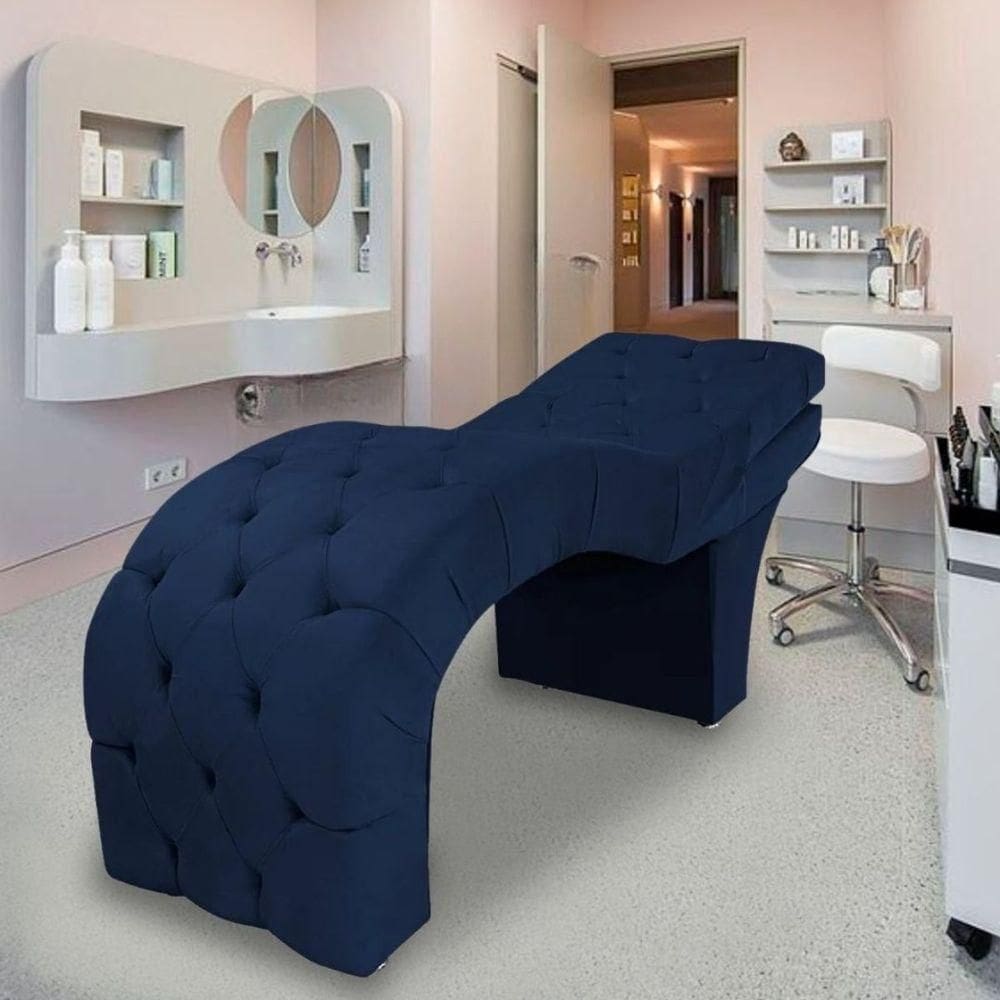 Maca Estética Estofada Reclinável Ergonômica Suede Vanessa Azul Marinho