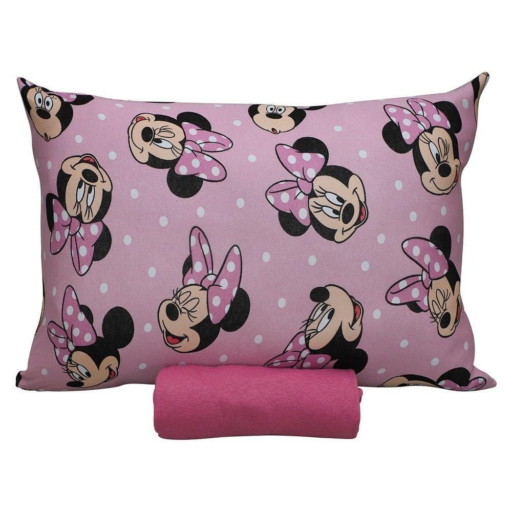 Jogo De Cama Portallar Solteiro Malha 100% Algodão Disney Big Minnie 2 Pçs Rosa