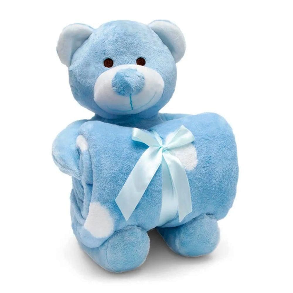 Manta E Bichinho Pelúcia Buettner Baby Microfibra Urso Azul