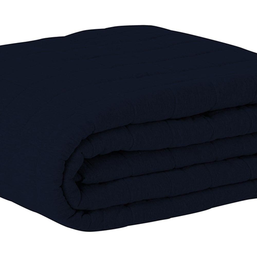 Cobre Leito Tecebem Casal Malha 100% Algodão Lisa 210 X 240cm Marinho