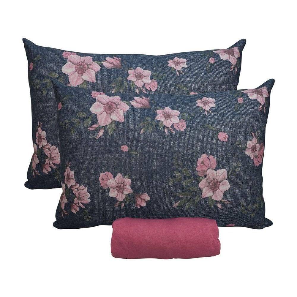 Jogo De Cama Queen Portallar Malha 100% Algodão Sevilha 3 Peças Rosa