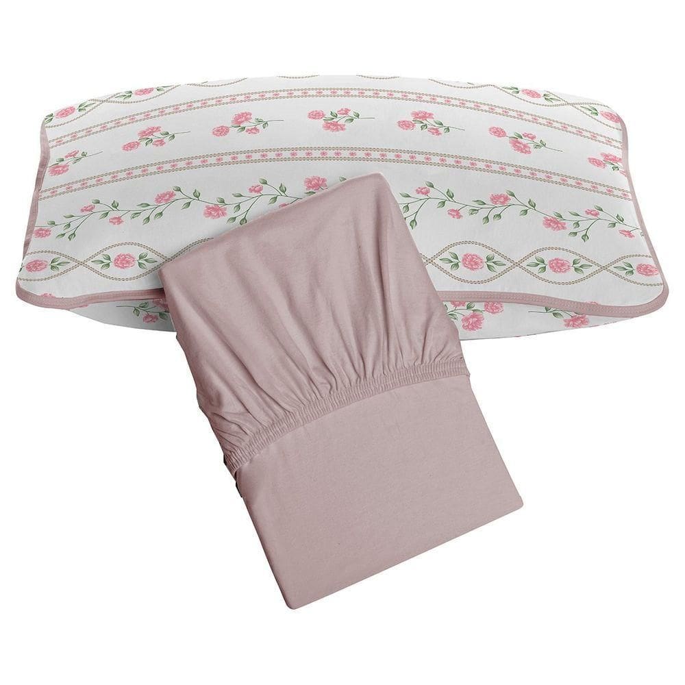 Jogo De Cama Tecebem Solteiro King Malha 100% Algodão Grazi 2 Peças Premium Rosinha