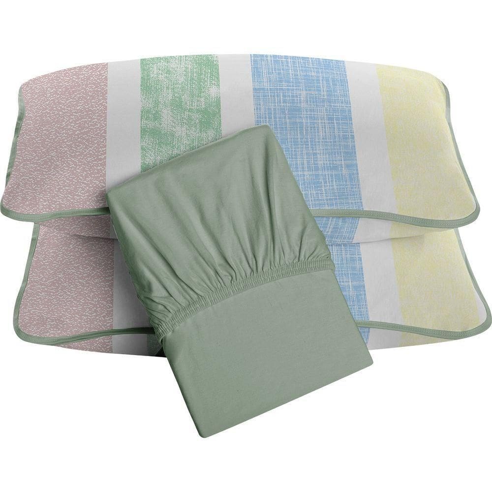 Jogo De Cama Tecebem Queen Malha 100% Algodão Mila 3 Peças Premium Verde