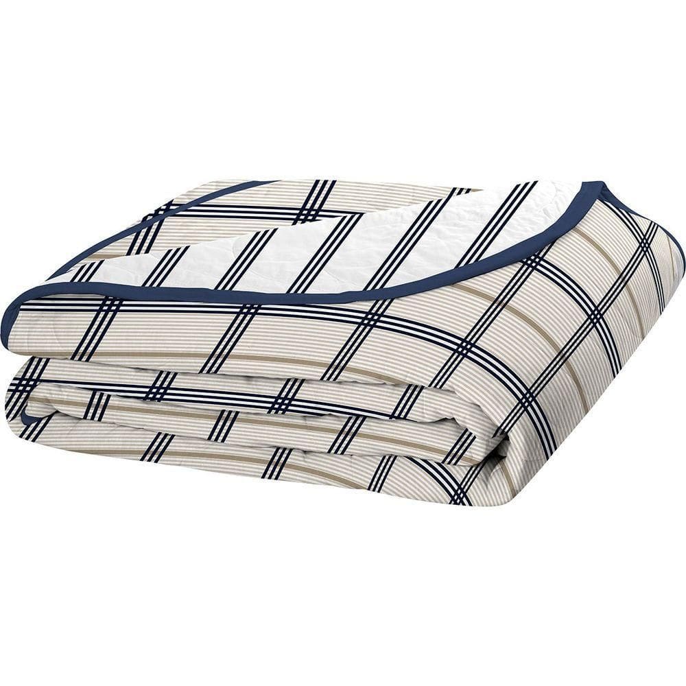 Cobre Leito Tecebem Casal Malha 100% Algodão Estampado Em Matelassê Otto 210x240m Marinho