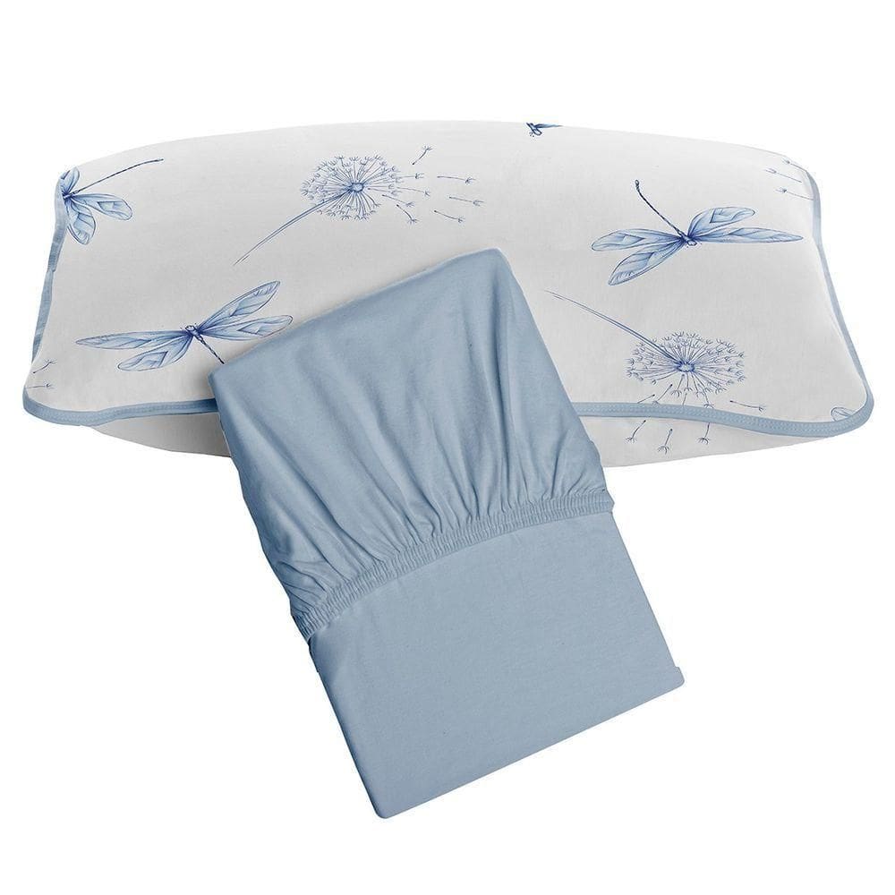 Jogo De Cama Tecebem Solteiro King Malha 100% Algodão Karen 2 Peças Premium Azul