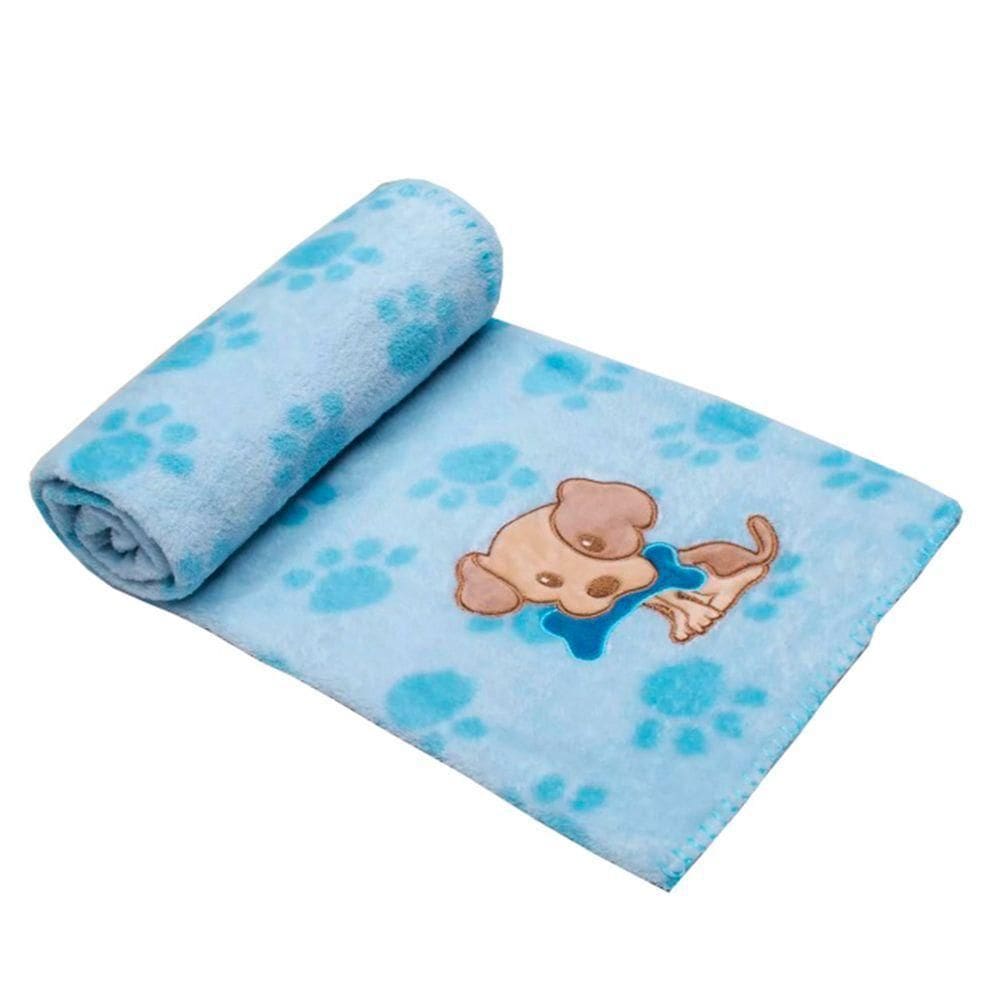 Manta Berço Buettner Baby Estampada Microfibra Bordado Little Dog 80cmx100m Azul