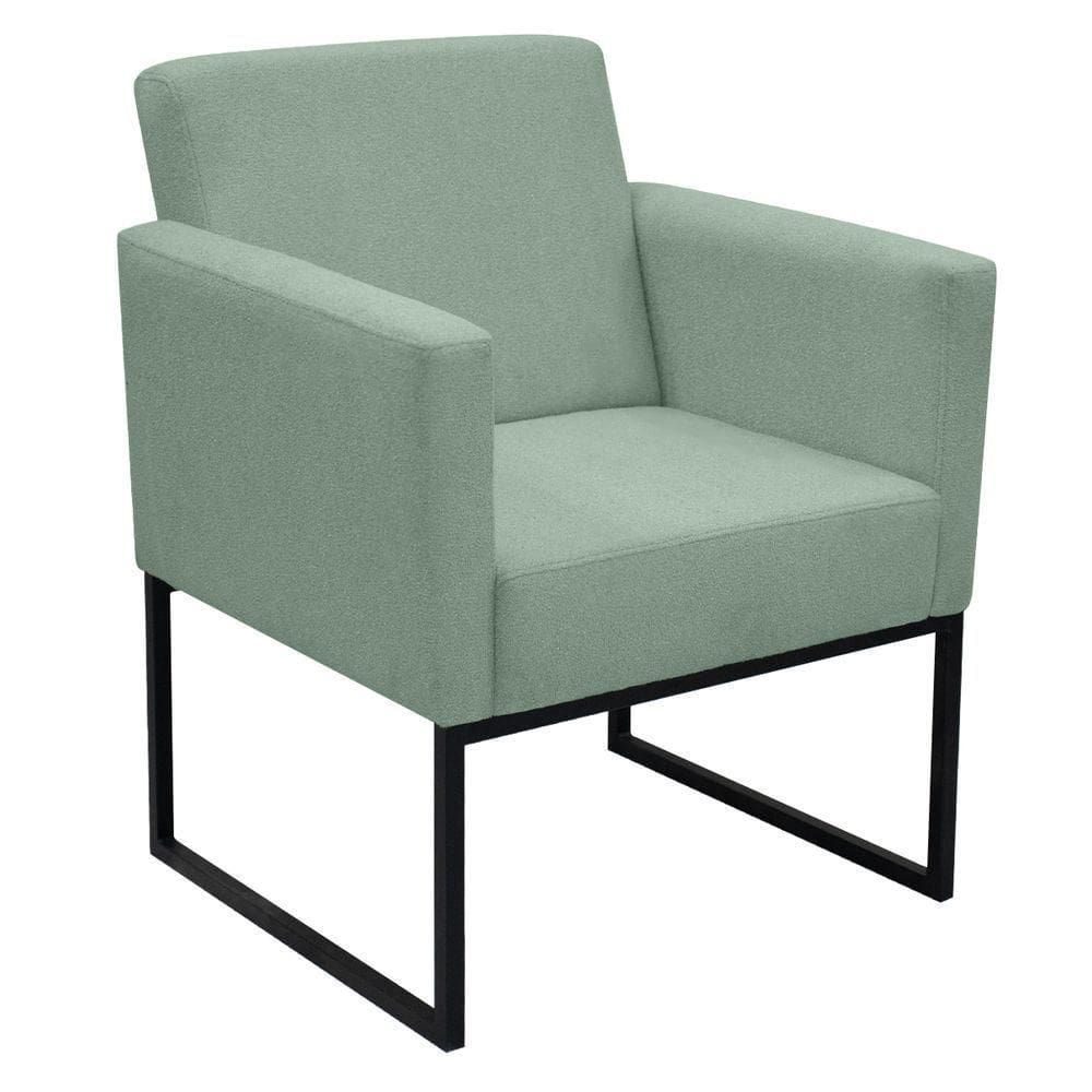 Poltrona Jade Conforto Aconchego Tecido Boucle Base Metálica Verde