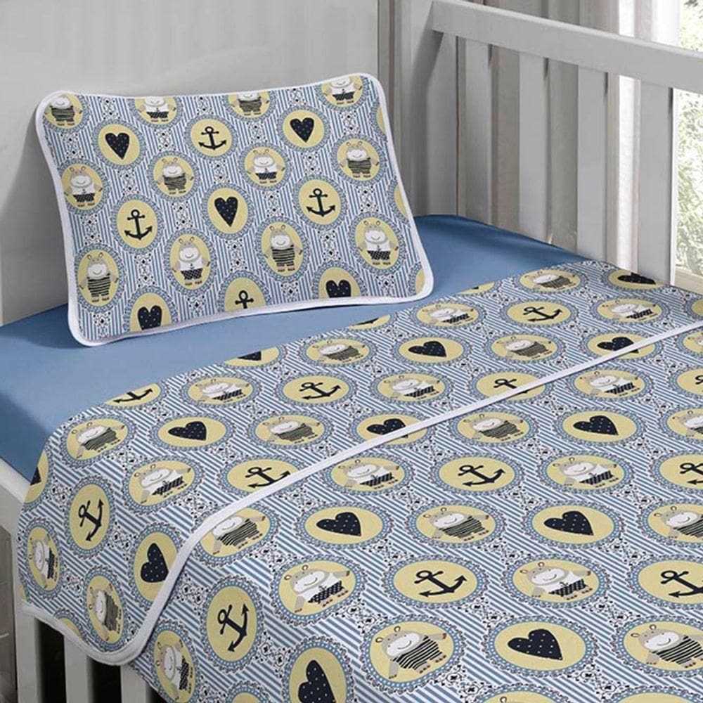 Jogo De Cama Tecebem Malha Mini Cama(montessoriana) Nino 3 Peças Azul