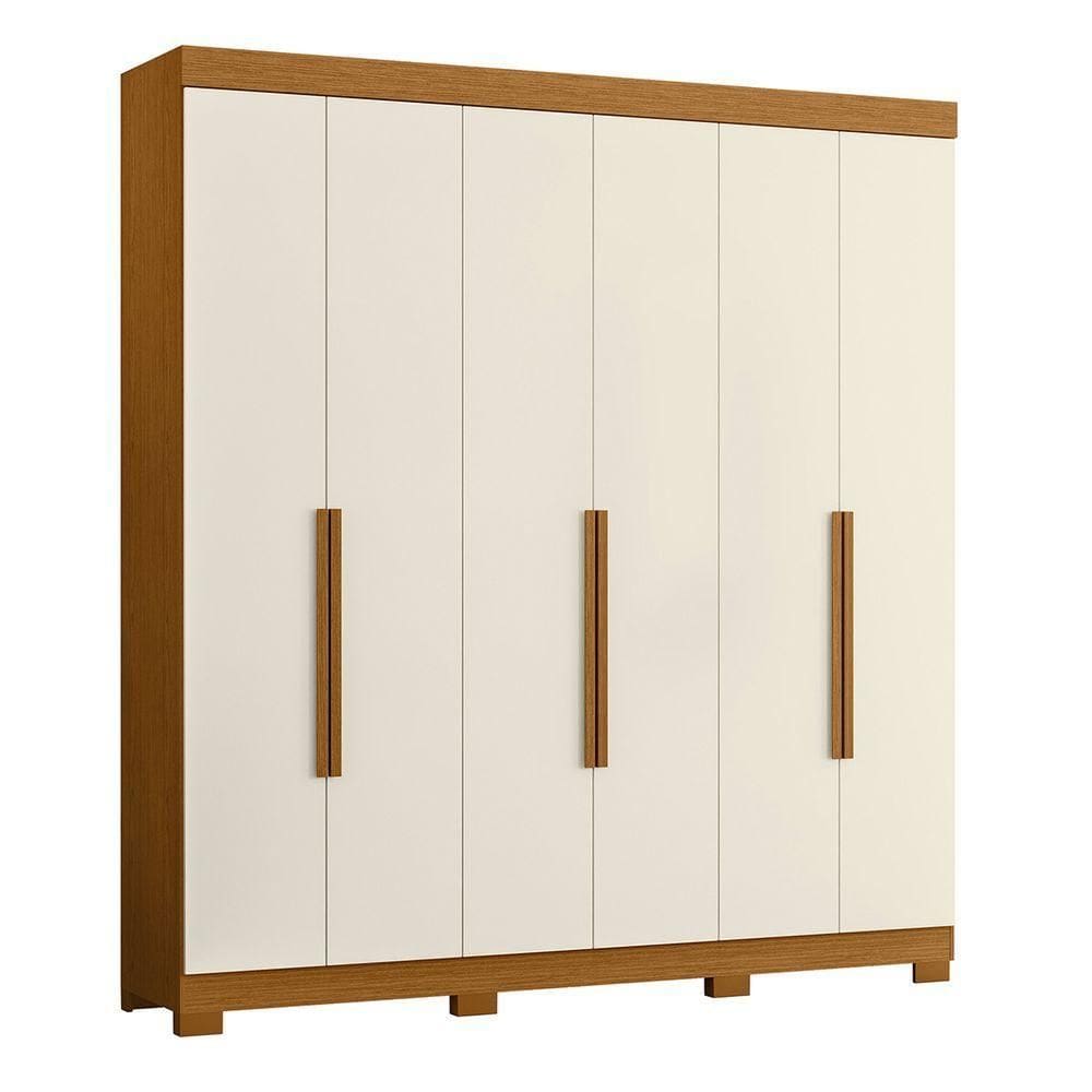 Guarda Roupa Casal 200cm 6 Portas Viny A02 Off/cinamomo - Mpozenato