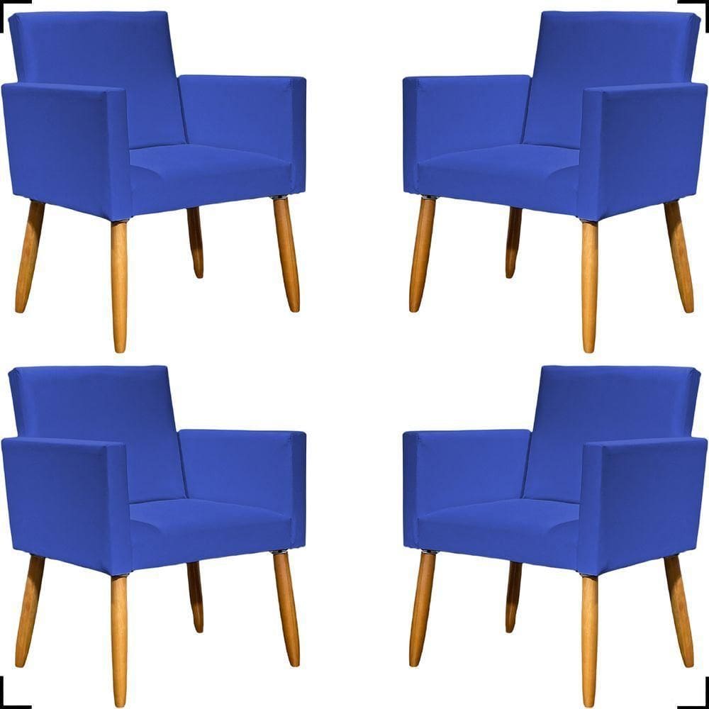 Kit 4 Poltronas Decorativa Para Sala Recepção Consultório Nina Corino Cores Pé Palito 30 Cm Castanho