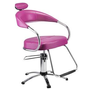 Cadeira Futura Hidráulica Cromada P/ Salão Cabeleireiro Rosa - Dompel