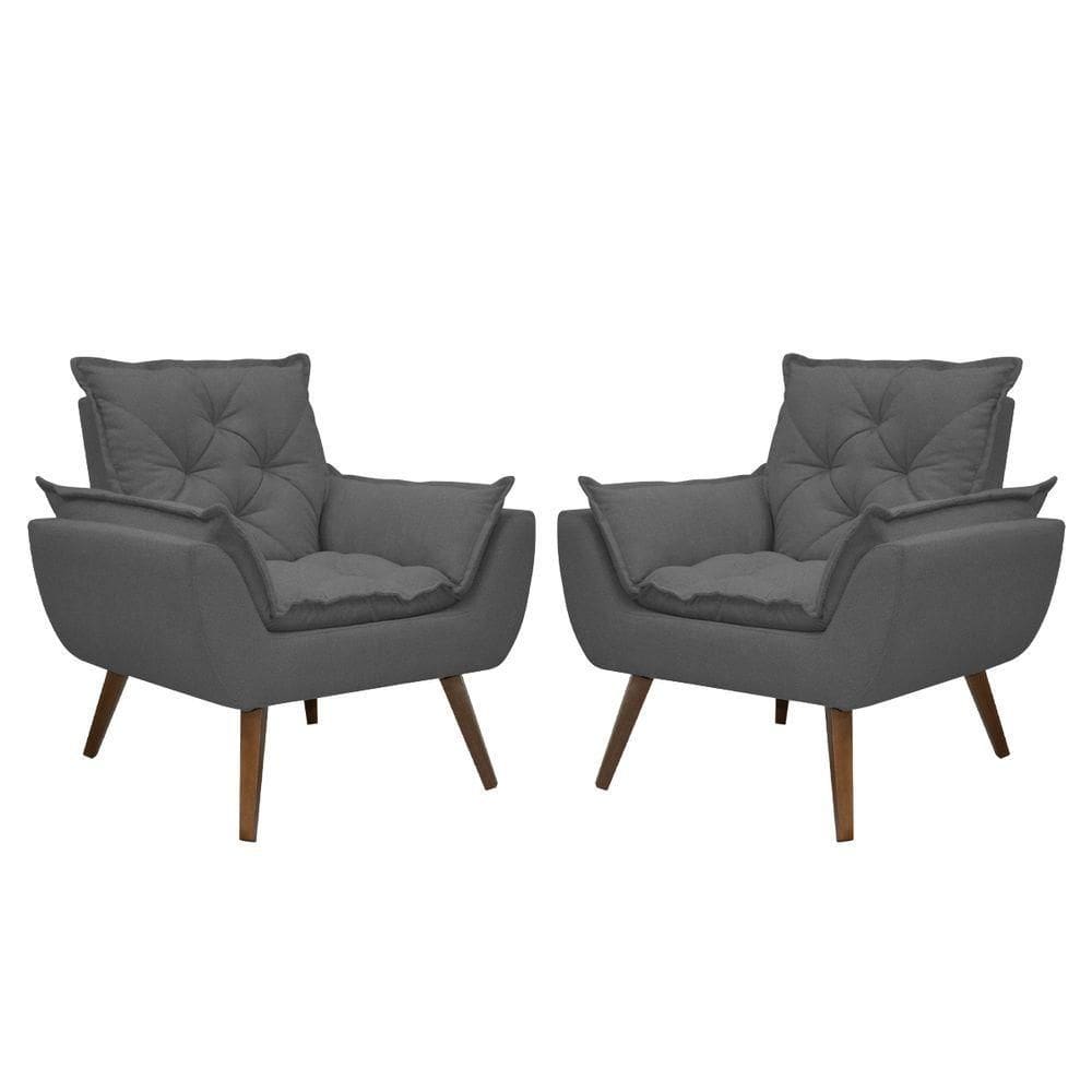 Kit De 2 Poltronas Opala Conforto Tecido Boucle Pés Trapézio Chumbo