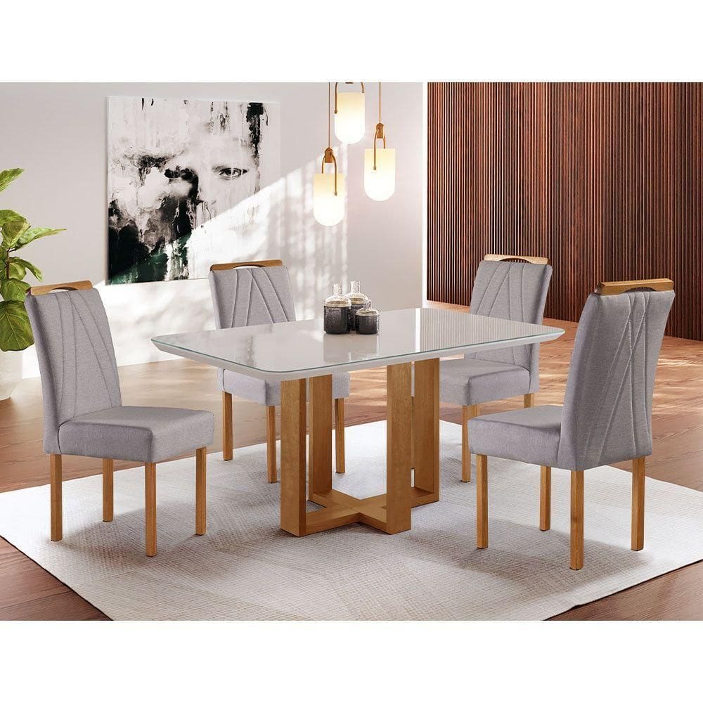 Sala De Jantar Londes Mesa E 4 Cadeiras Móveis Mundial Mel/cinza Prata