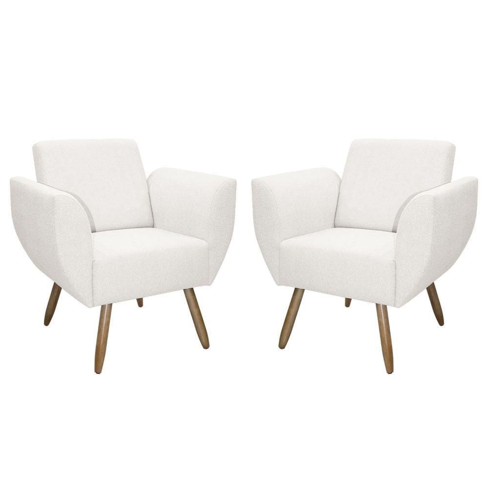 Kit De 2 Poltronas Jolly Cadeira Decorativa Em Tecido Boucle Branco