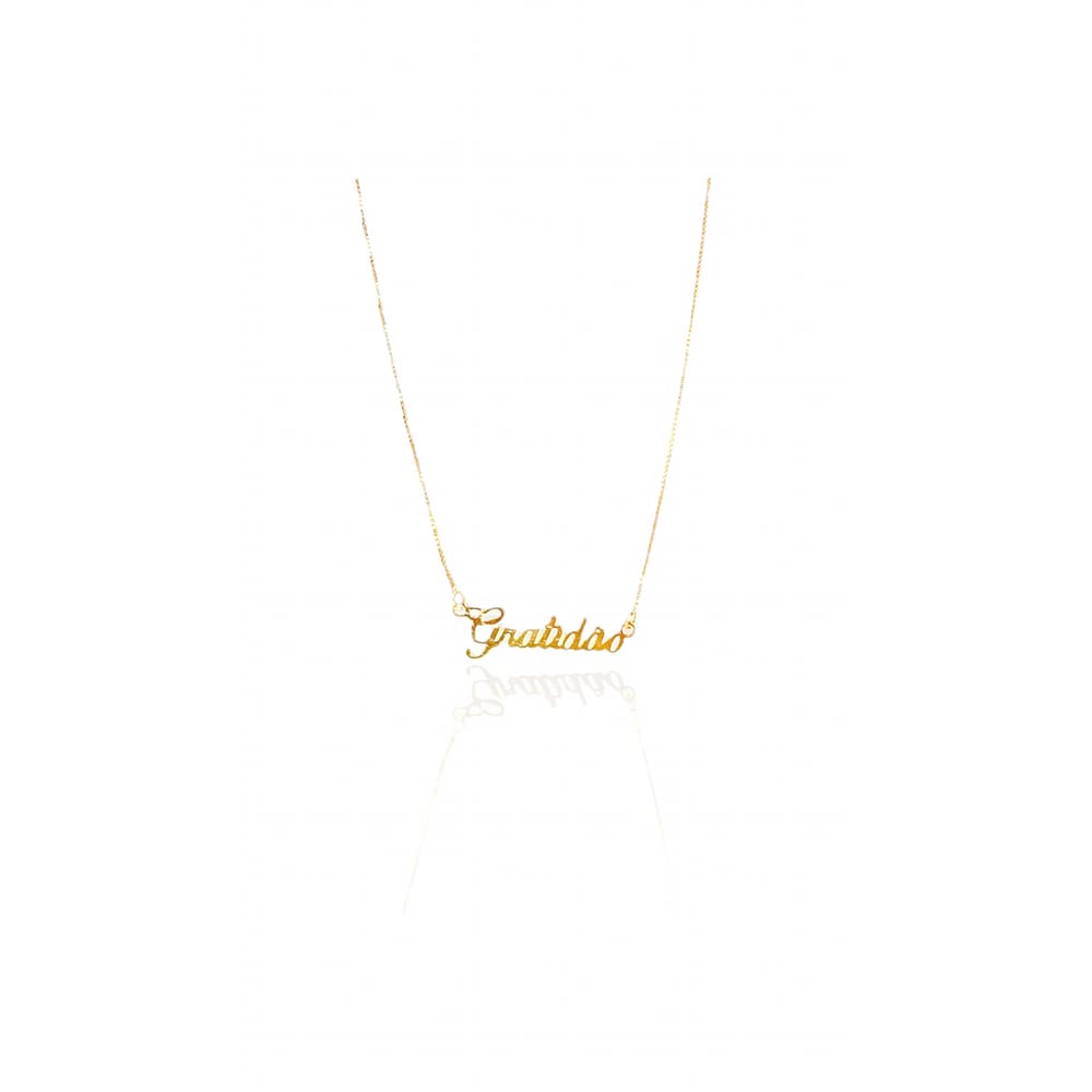 Colar Gratidão Folheado Em Ouro 18k