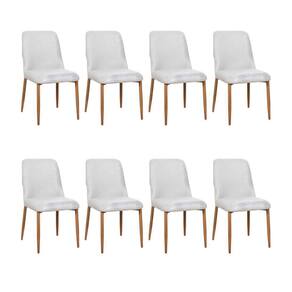 Kit 8 Cadeiras De Jantar Montana Estrutura Aço Carbono Laminado Natural Com Estofado Linho Cru
