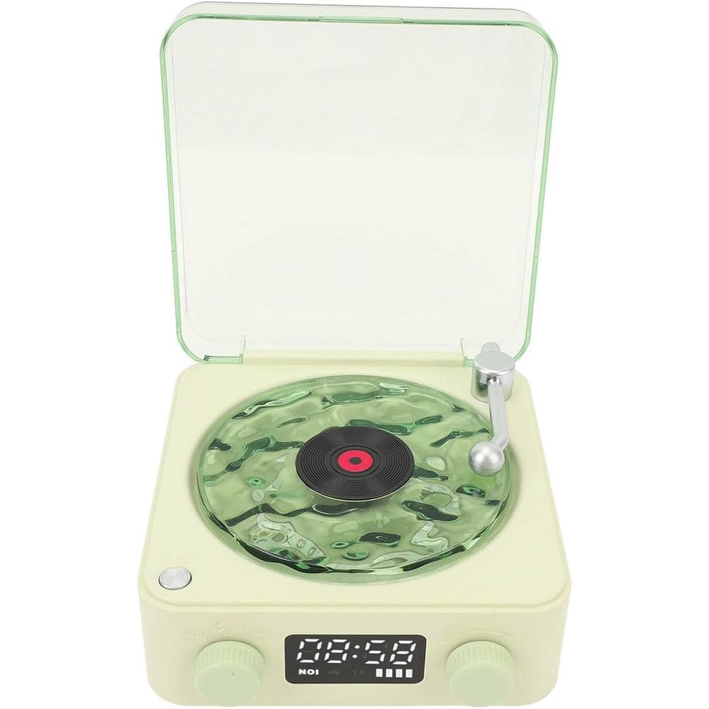 Caixa de Som Vitrola Toca Disco Alto Falante Bluetooth Cartao Tf Recarregavel Usb Portatil Musica