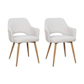 Kit 2 Cadeiras De Jantar Dakota Estrutura Aço Carbono Laminado Natural Com Estofado Linho Cru