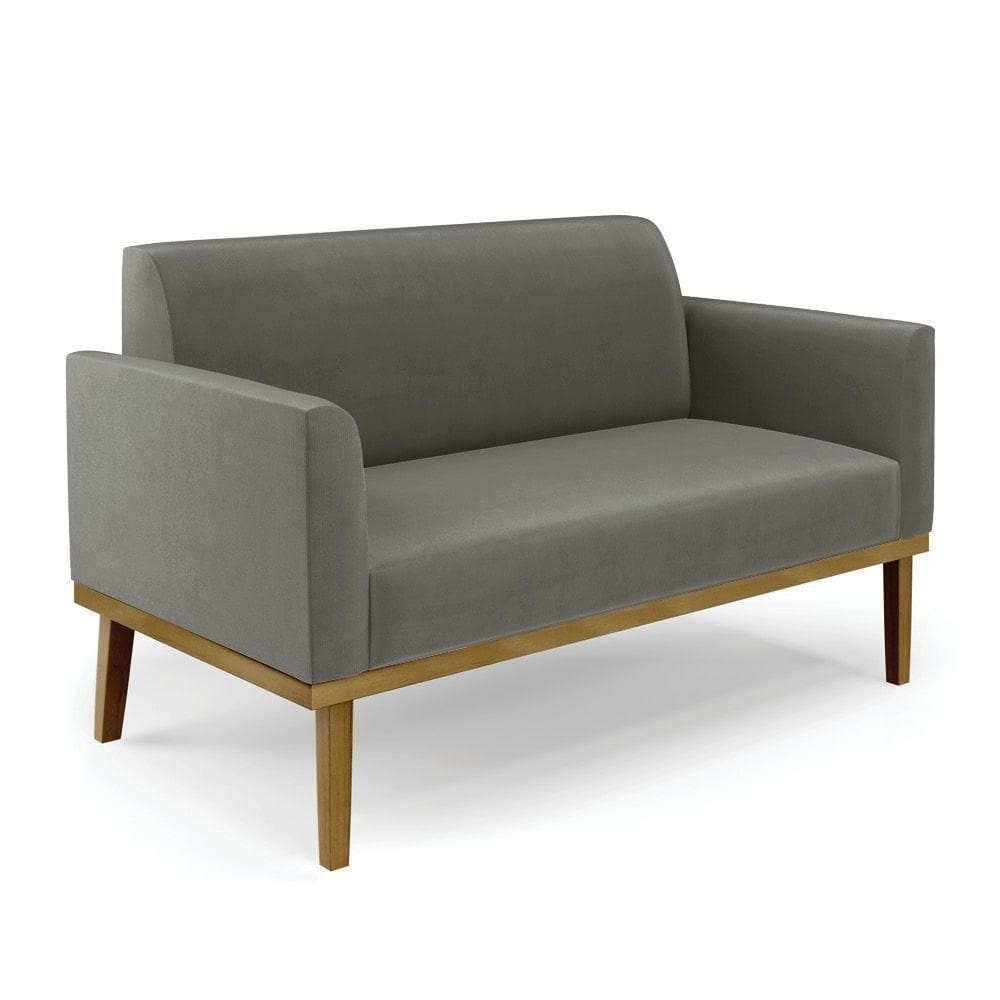 Sofá Namoradeira Base De Madeira Fixa Castanho Marisa Suede D03 - D?rossi Cor Grafite