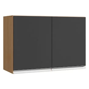 Armário Aéreo para Cozinha Andréia 2 Portas 80 cm Amendoa Preto - AJL