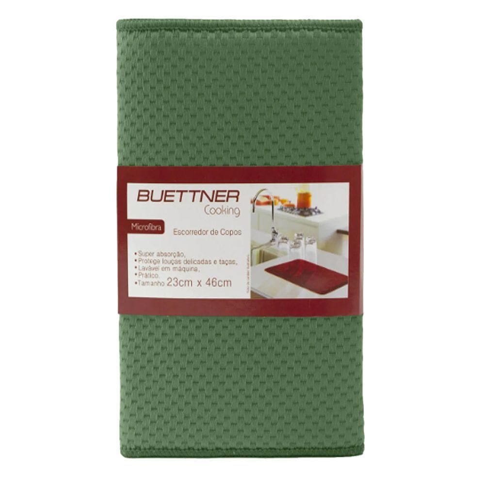 Escorredor Para Copos Buettner Liso Microfibra 23cmx46cm Verde Musgo