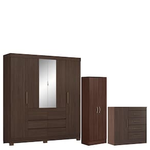 Guarda Roupa Casal Cádis com Multiuso Golden Cômoda Montevidéu Café Touch -Demóbile