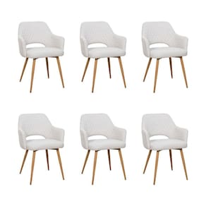Kit 6 Cadeiras De Jantar Dakota Estrutura Aço Carbono Laminado Natural Com Estofado Linho Cru