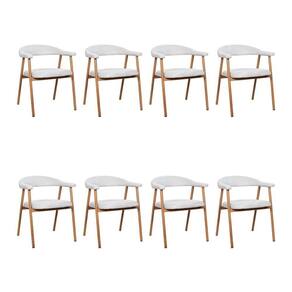 Kit 8 Cadeiras De Jantar Luana Estrutura Aço Carbono Laminado Natural Com Estofado Linho Cru