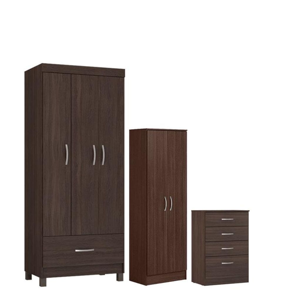 Guarda Roupa Solteiro Prince com Multiuso Golden Comôda Astral Café - Demóbile