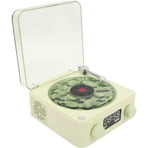 Caixa de Som Vitrola Toca Disco Vinil Usb Recarregavel Bluetooth Cartao Tf Musica