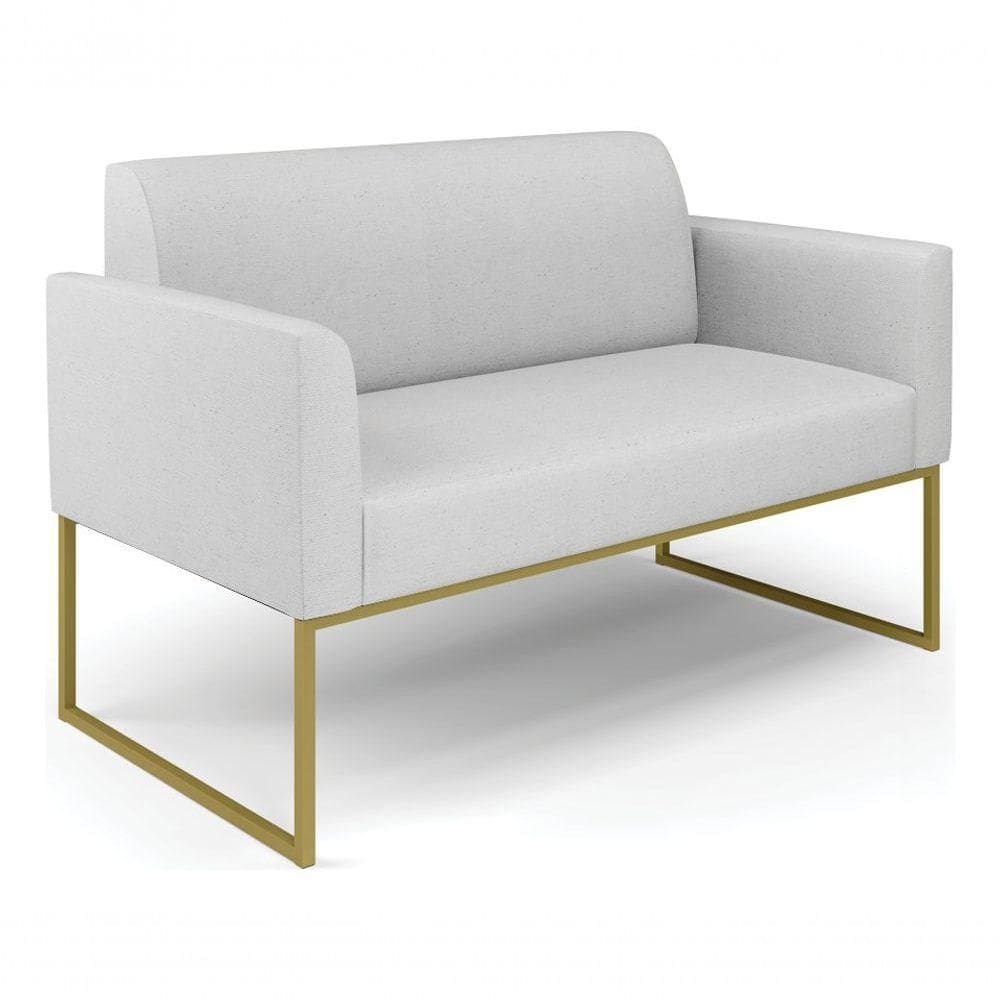 Sofá Namoradeira Base Industrial Dourado Marisa Linho D03 - D?rossi Cor A05 Cinza Claro
