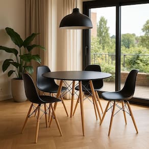 Conjunto Mesa 80 Cm E Cadeiras Eiffel Eames Preto Beleza + Resistência P/ Sua Casa