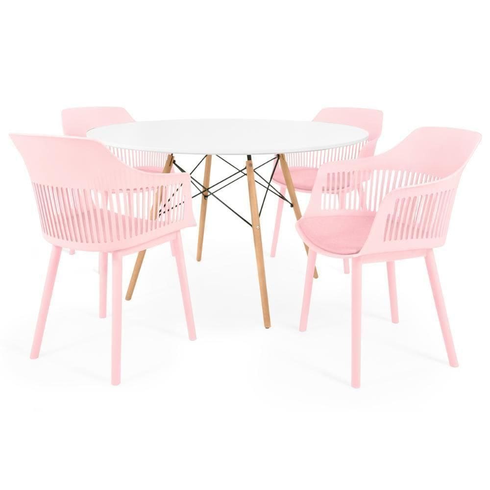 Conjunto Mesa De Jantar Redonda Eiffel-4 Cadeiras Marcela