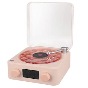 Caixa de Som Vitrola Disco Bluetooth Usb Recarregavel Cartao Memoria TF Musica Som Luzes Led Discos Vinil Vintage