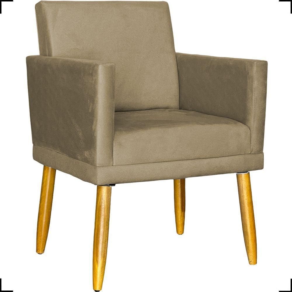 Poltrona Nina Com Base Suede Cores Pé Palito 30cm Castanho