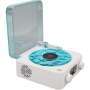 Caixa de Som Toca Disco Vinil Vitrola Bluetooth Cartao Tf Usb Recarregavel Musica Luzes Led
